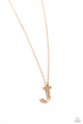 LEAVE YOUR INITIALS - GOLD - J - LETTER ALPHABET SHORT NECKLACE - PAPARAZZI
