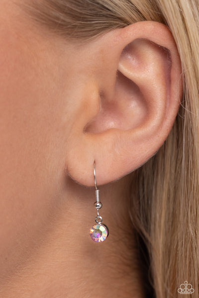 TALKING TO THE MOON - SILVER GEM MULTICOLOR RHINESTONE MOON AND STAR LONG NECKLACE - PAPARAZZI