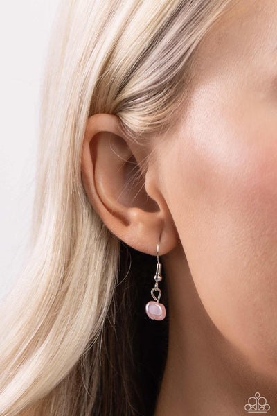 COURTING COSMOPOLITAN - PINK PEARL SILVER TOGGLE SHORT NECKLACE - PAPARAZZI