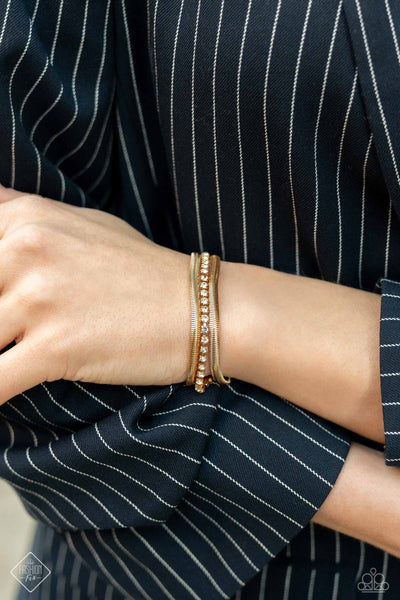 A SQUARE TREASURE - GOLD FLAT CHAIN RHINESTONE BRACELET - PAPARAZZI - FASHION FIX FEBRUARY 2024