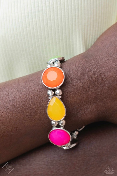 IN ALL THE BRIGHT PLACES - MULTI COLOR BEAD SILVER STRETCHY BRACELET - PAPARAZZI JANUARY 2024