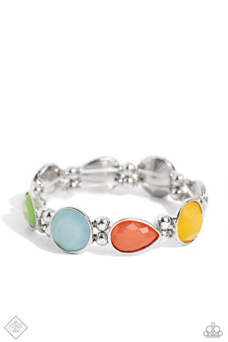 IN ALL THE BRIGHT PLACES - MULTI COLOR BEAD SILVER STRETCHY BRACELET - PAPARAZZI JANUARY 2024
