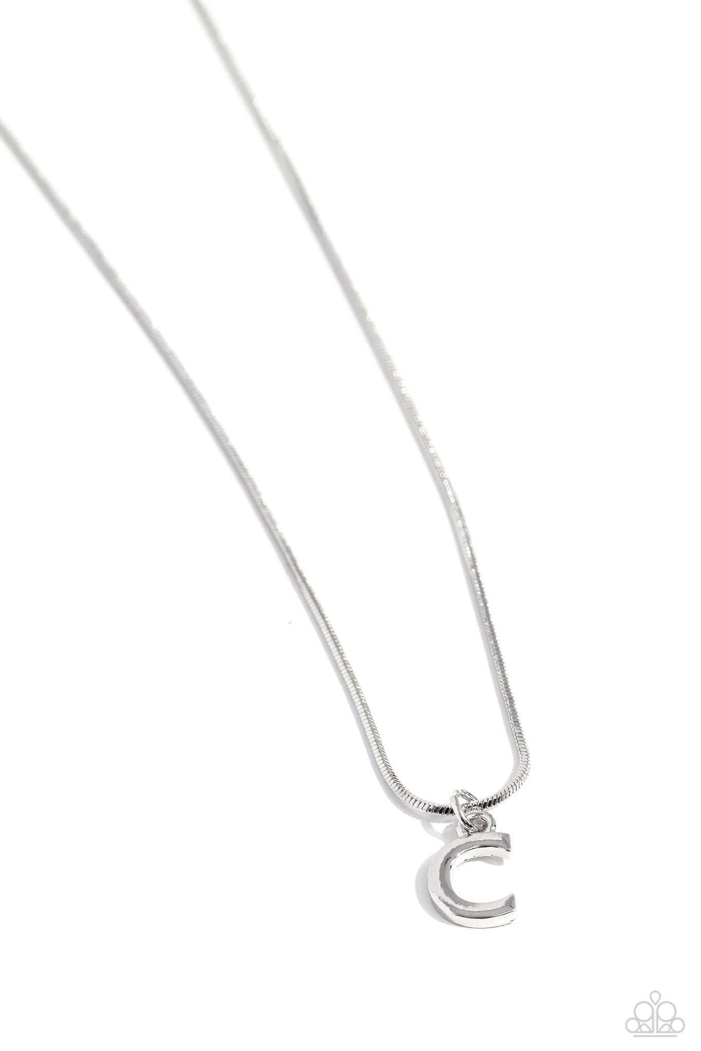 SEIZE THE INITIAL - SILVER - C - ALPHABET LETTER DAINTY SILVER SHORT NECKLACE - PAPARAZZI