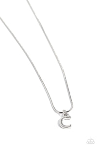 SEIZE THE INITIAL - SILVER - C - ALPHABET LETTER DAINTY SILVER SHORT NECKLACE - PAPARAZZI