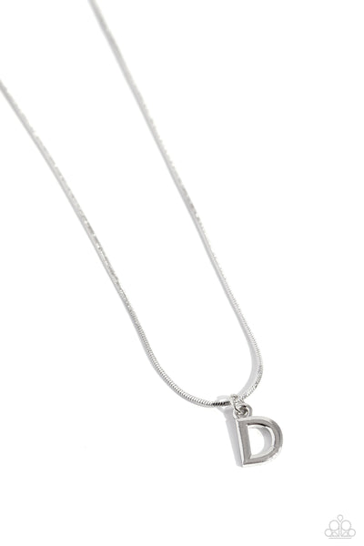 SEIZE THE INITIAL - SILVER - D - ALPHABET LETTER DAINTY SILVER SHORT NECKLACE - PAPARAZZI