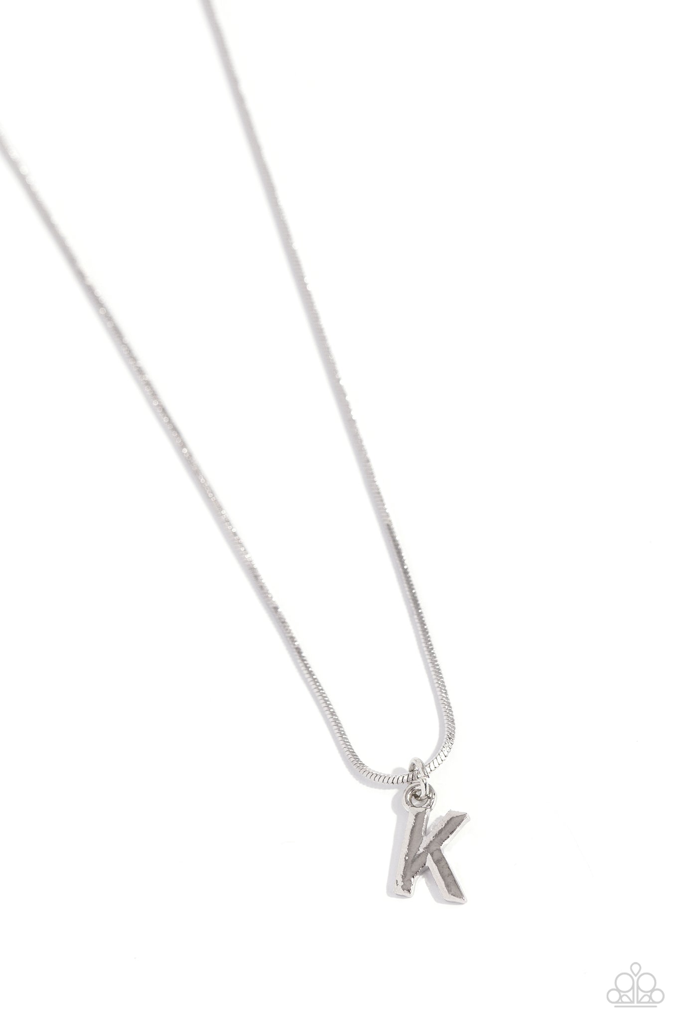 SEIZE THE INITIAL - SILVER - K - ALPHABET LETTER DAINTY SILVER SHORT NECKLACE - PAPARAZZI