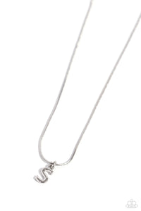 SEIZE THE INITIAL - SILVER - S - ALPHABET LETTER DAINTY SILVER SHORT NECKLACE - PAPARAZZI
