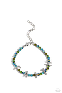 IN GOOD FAITH - MULTI IRIDESCENT RHINESTONE SILVER INSPIRATIONAL BRACELET - PAPARAZZI