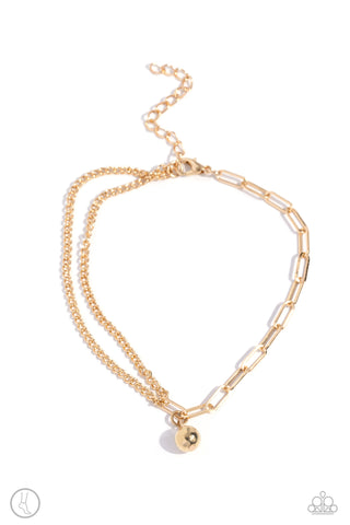 SOLO SOJOURN - GOLD BEAD PAPERCLIP CHAIN ANKLET - PAPARAZZI