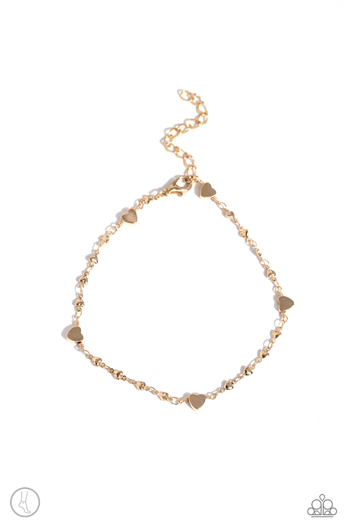 HIGHLIGHTING MY HEART - GOLD HEART ANKLET - PAPARAZZI