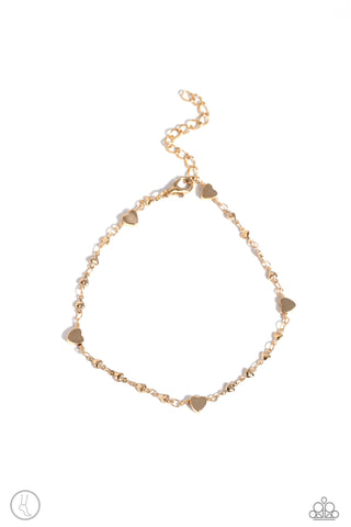 HIGHLIGHTING MY HEART - GOLD HEART ANKLET - PAPARAZZI