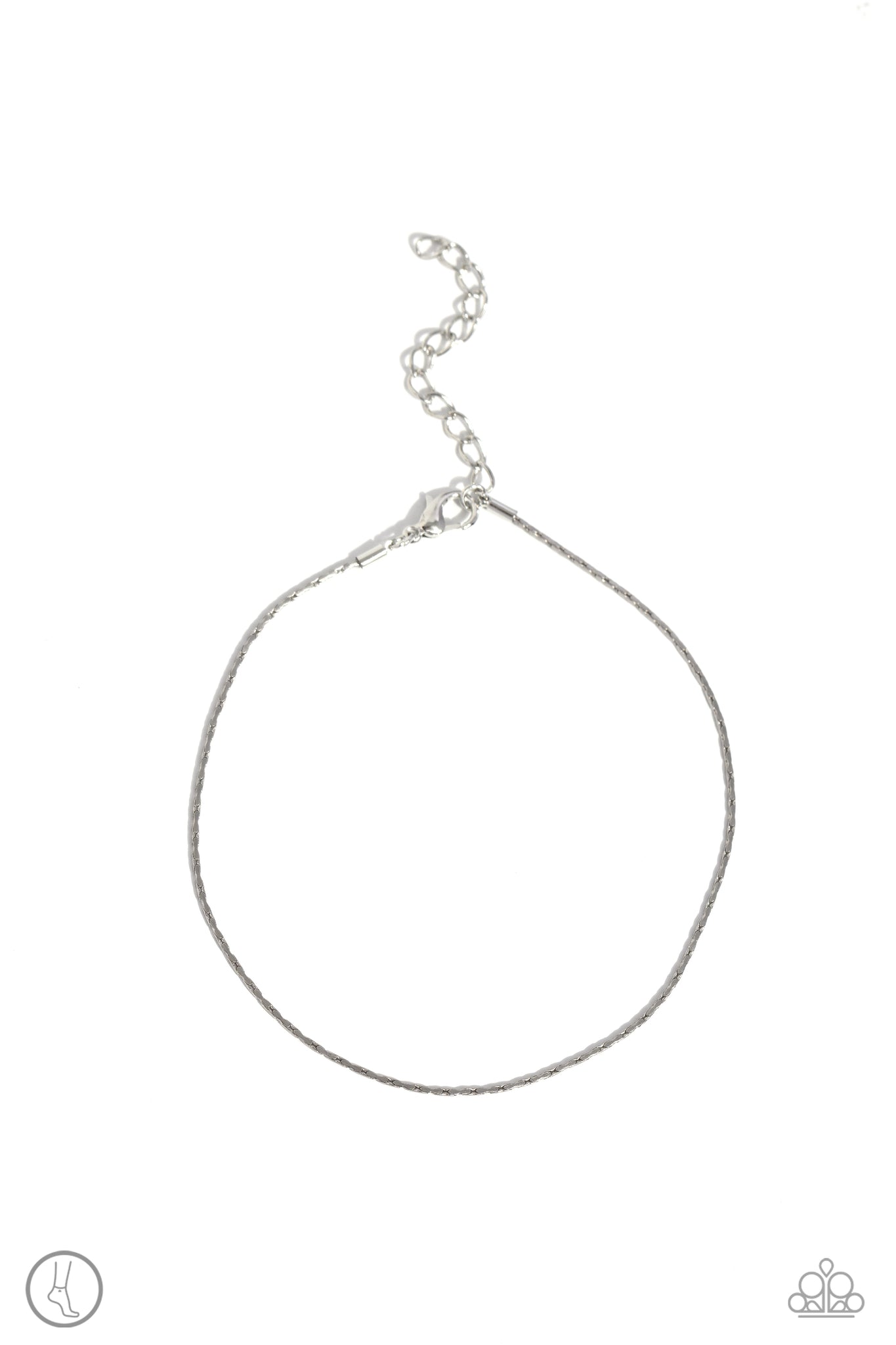 HIGH-TECH TEXTURE - SILVER THIN WIRE ANKLET - PAPARAZZI