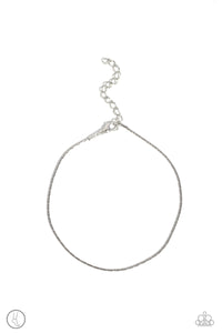 HIGH-TECH TEXTURE - SILVER THIN WIRE ANKLET - PAPARAZZI