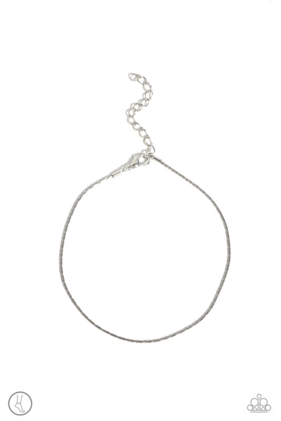 HIGH-TECH TEXTURE - SILVER THIN WIRE ANKLET - PAPARAZZI