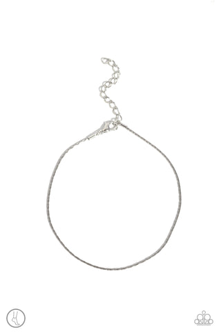 HIGH-TECH TEXTURE - SILVER THIN WIRE ANKLET - PAPARAZZI