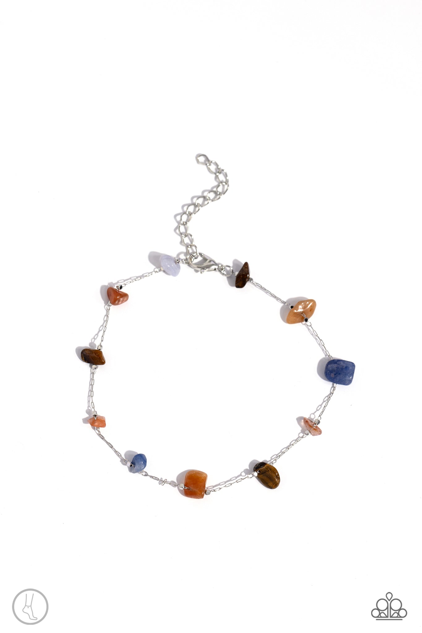 GEMSTONE GRACE - MULTI COLOR STONE SILVER ANKLET - PAPARAZZI