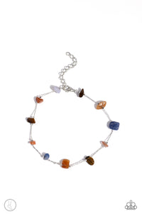 GEMSTONE GRACE - MULTI COLOR STONE SILVER ANKLET - PAPARAZZI