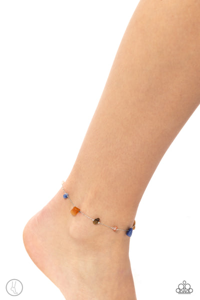 GEMSTONE GRACE - MULTI COLOR STONE SILVER ANKLET - PAPARAZZI
