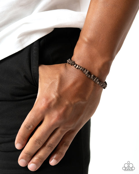 MATTE MAKEOVER - BROWN STONE STRETCHY URBAN BRACELET - PAPARAZZI