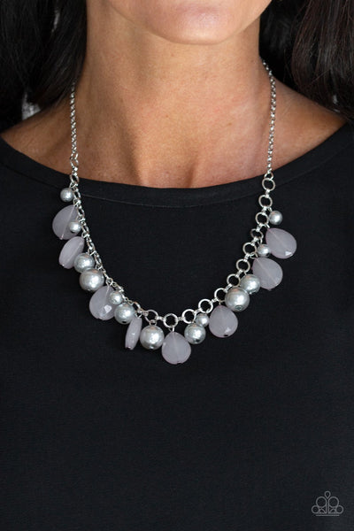 PACIFIC POSH - SILVER AND GRAY BEAD NECKLACE - PAPARAZZI