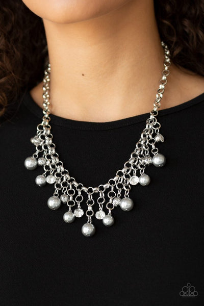 HEIR-HEADED - PAPARAZZI - SILVER PEARL, RHINESTONE AND BEAD SILVER NECKLACE, 2019 CONVENTION EXCLUSIVE