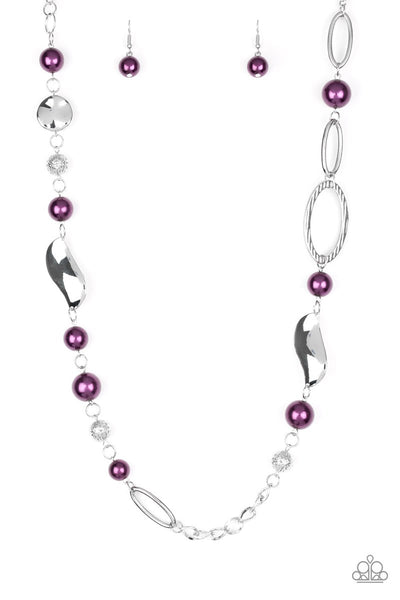 ALL ABOUT ME - PURPLE PEARL BEADS SILVER BEADS NECKLACE