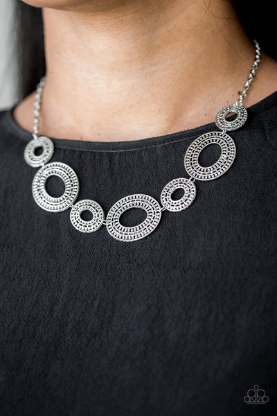 BASICALLY BALTIC - SILVER OVAL FRAME NECKLACE - PAPARAZZI
