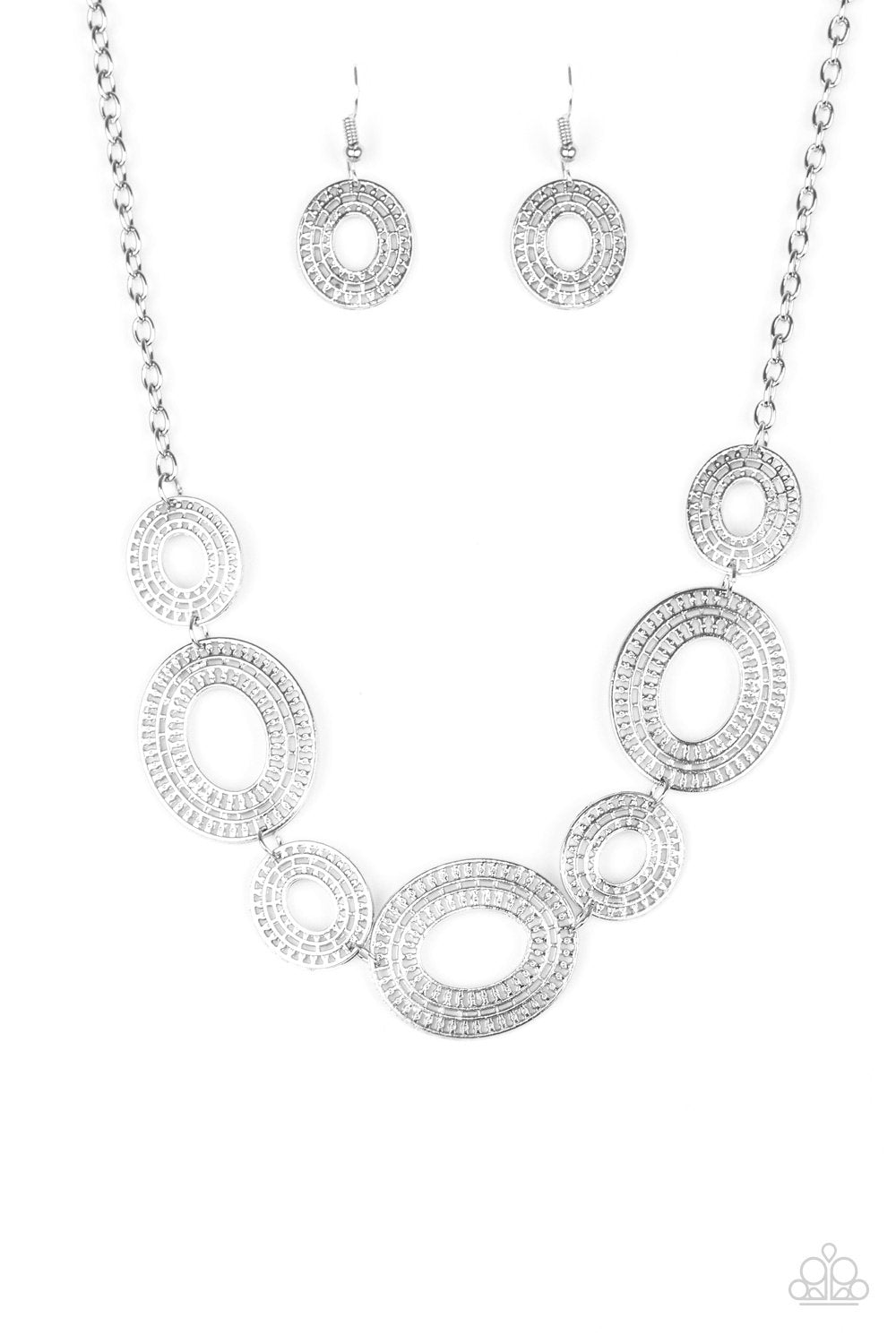 BASICALLY BALTIC - SILVER OVAL FRAME NECKLACE - PAPARAZZI