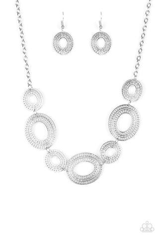 BASICALLY BALTIC - SILVER OVAL FRAME NECKLACE - PAPARAZZI