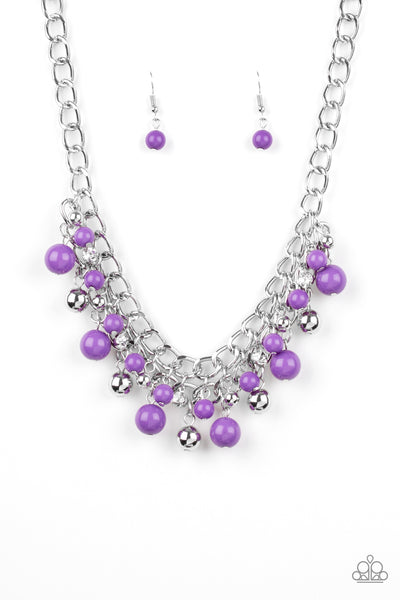 THE BRIDE TO BEAD - PURPLE AND SILVER BEAD NECKLACE - PAPARAZZI