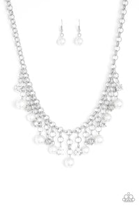 HEIR-HEADED - PAPARAZZI - WHITE PEARL, RHINESTONE AND BEAD SILVER NECKLACE, 2019 CONVENTION EXCLUSIVE