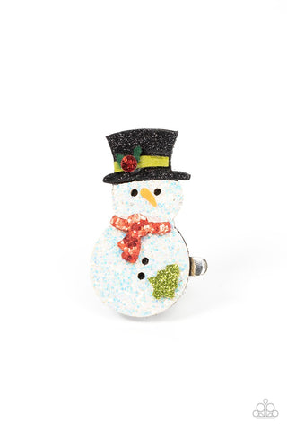 LET IT SNOW - MULTI GLITTERY SNOWMAN HAIR CLIP - PAPARAZZI