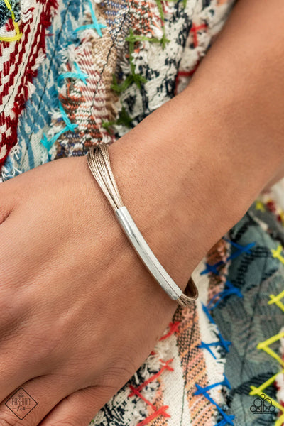 MODERN HARMONY - BROWN CORD SILVER MAGNET BRACELET - PAPARAZZI FASHION FIX DECEMBER 2021