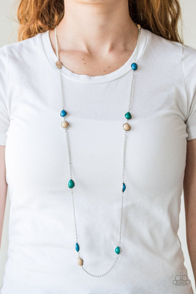 PACIFIC PIERS - MULTI TEARDROP SILVER NECKLACE - PAPARAZZI