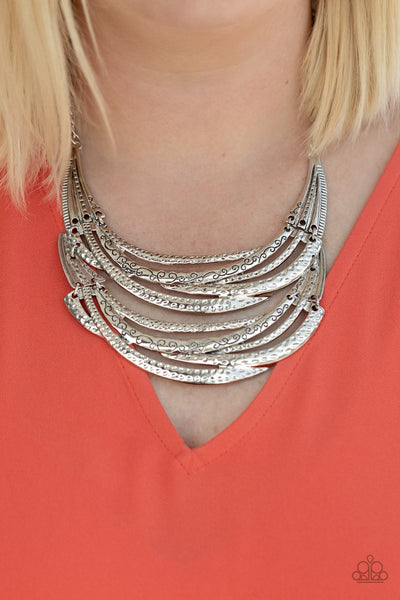 READ BETWEEN THE VINES - SILVER HAMMERED PLATE NECKLACE - LIFE OF THE PARTY EXCLUSIVE