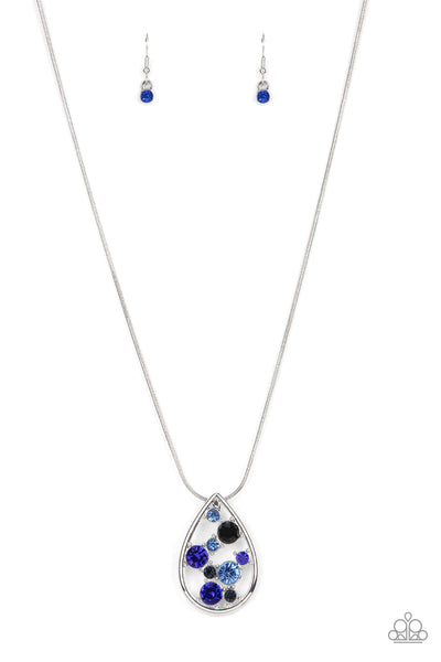 SEASONAL SOPHISTICATION - BLUE GEM SILVER PENDANT NECKLACE - PAPARAZZI