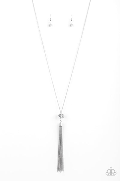 SOCIALITE OF THE SEASON - PAPARAZZI - SILVER TASSEL SMOKY BEAD NECKLACE