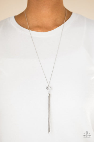 SOCIALITE OF THE SEASON - PAPARAZZI - SILVER TASSEL SMOKY BEAD NECKLACE
