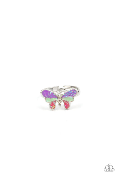 STARLET SHIMMER SPARKLY BUTTERFLY RAINBOW RING SET OF 5