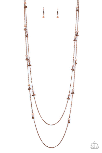 ULTRAWEALTHY - COPPER PEARLY BEAD LAYERED NECKLACE - PAPARAZZI