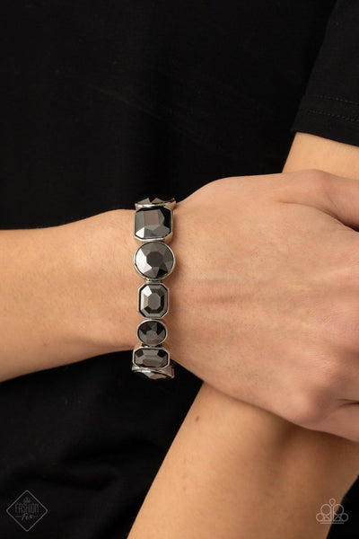 EXTRA EXPOSURE - SILVER HEMATITE GEM STRETCHY BRACELET - PAPARAZZI - FASHION FIX MARCH 2021