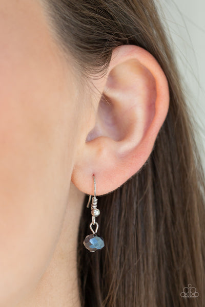 STRATOSPHERE SPARKLE - BLUE METALLIC BEAD SILVER CHAIN NECKLACE - PAPARAZZI